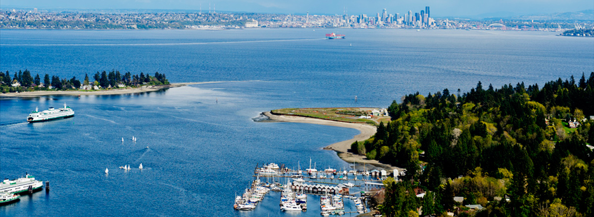 View of Eagle Harbor and Seattle from Bainbridge Island