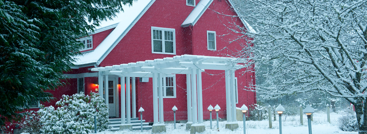 Bainbridge Island home in snow